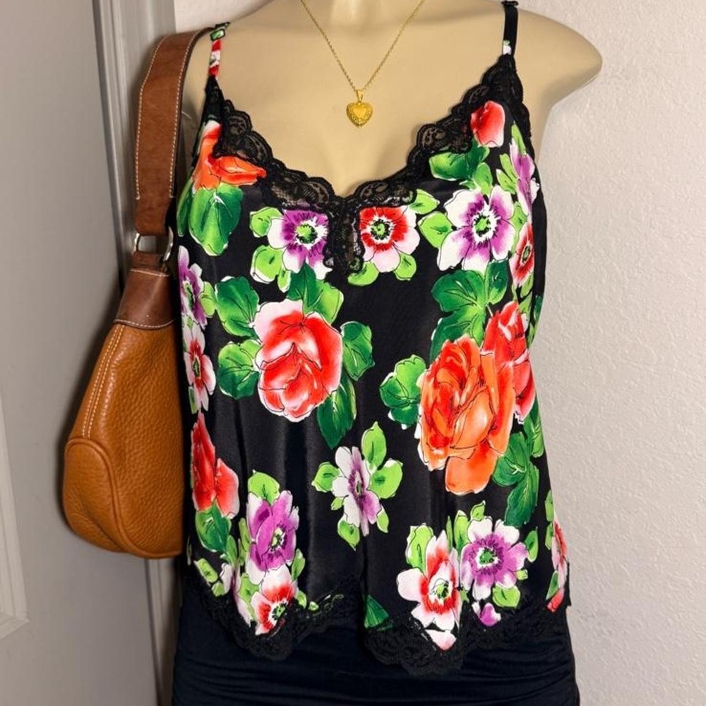 70s-90s Victoria's Secret gold label floral cami top